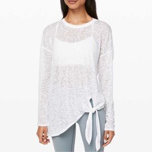 Lululemon Tie Your Practice Long Sleeve, White, Size 10-12